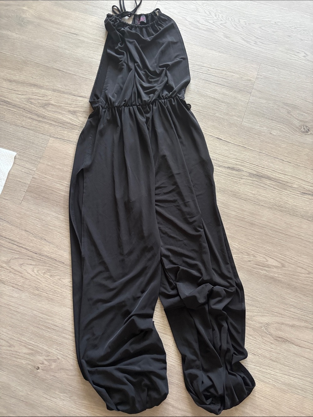 Hot Miami Styles Black Halter Wide-Leg Romper